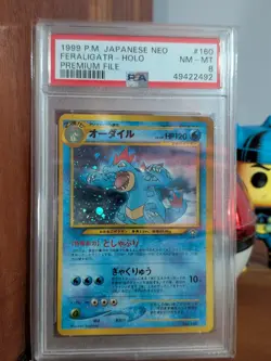Pokemon Japanese Feraligatr Holo Neo Premium File #160 PSA 8 - Image 1