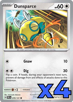 4x Dunsparce 079/131 Sv: Prismatic Evolutions PLAYSET x4 - Pokemon TCG - NM - Image 1