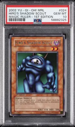 2002 YU-GI-OH! MRL-MAGIC RULER 1ST EDITION #024 HIRO'S SHADOW SCOUT PSA 10 - Image 1