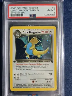 Pokemon 2000 Team Rocket Dark Dragonite Holo 1st Edition PSA 8 - Image 1