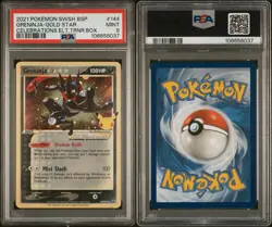 Pokemon Greninja Gold Star Promo Holo SWSH144 PSA 9 (Knee Swirl 💫) - Image 3