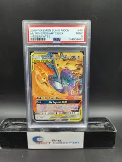 2019 POKEMON SUN & MOON HIDDEN FATES #44 MOLTRES & ZAPDOS & ARTICUNO GX PSA 9 - Image 1
