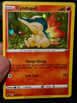 Fart Swirl 🌀 Cyndaquil SWSH 221 Cosmos Holo Bleed Error Rare Pokemon TCG ✨ - Image 3