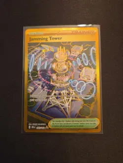 Pokemon TCG Jamming Tower Destined Rivals Gold Trainer Card 243/182 Holo - Image 1
