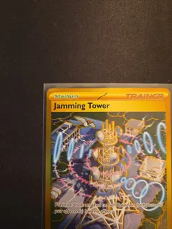 Pokemon TCG Jamming Tower Destined Rivals Gold Trainer Card 243/182 Holo - Image 2