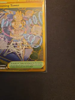 Pokemon TCG Jamming Tower Destined Rivals Gold Trainer Card 243/182 Holo - Image 4
