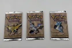 1999 Pokemon Fossil Sealed Booster Pack Set 3 Packs WOTC Vintage - Image 1