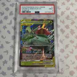 Celebi & Venusaur GX 1/181 Team Up PSA 9 Mint Pokemon Card - Image 1
