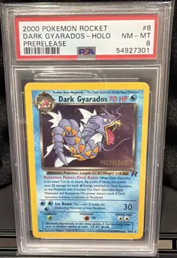 Pokemon TCG Dark Gyarados Prerelease Card 08/82 WOTC Promo PSA 8 - Image 1