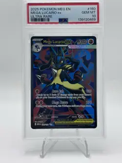 PSA 10 POKEMON MEG EN-MEGA EVOLUTION ULTRA RARE #160 - MEGA LUCARIO EX 160/132 - Image 1