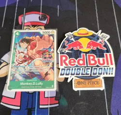 Red Bull X One Piece Double Don!! Monkey.D.Luffy Promo PRB02-005 + Sticker - Image 1