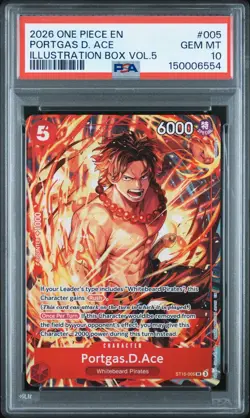 2026 ONE PIECE PROMOS ILLUSTRATION BOX VOL.5 #005 PORTGAS D. ACE PSA 10 - Image 1