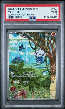2024 Pokemon Stellar Crown - MEDITITE Illustration Rare #153 - PSA 9 - Image 1