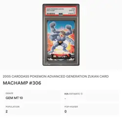 PSA 10 GEM MINT Machamp #306 Carddass Zukan Advanced Gen Bandai Pokemon POP 2 - Image 2