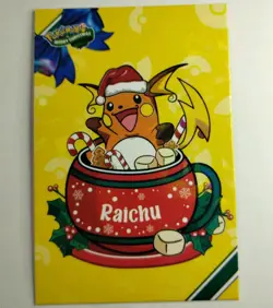 Raichu Merry Christmas Card Database Cracked Ice Holo Pokemon - Image 1