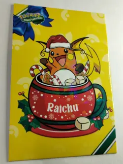 Raichu Merry Christmas Card Database Cracked Ice Holo Pokemon - Image 4