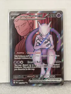 💥Pokemon Destined Rivals Team Rocket's Mewtwo EX 213/182 Full Art Card 💥 - Image 1