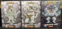 MACHOP X MACHOKE X MACHAMP - POKEMON CRYSTAL CARD COLLECTION CCG CRACKED HOLO - Image 1