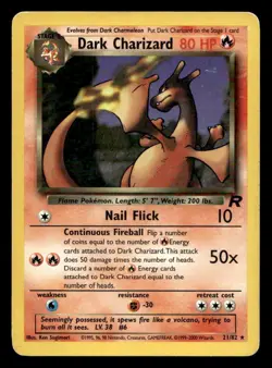 Pokemon Card Team Rocket Dark Charizard 21/82 Rare - Image 1