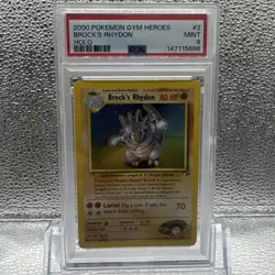Pokemon PSA 9 Brock’s Rhydon Gym Heroes Holo Rare - Image 1