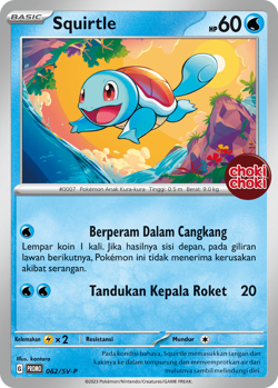 Pokemon TCG Squirtle Promo 062/SVP Choki Choki Stamp Exclusive Indonesia Limited - Image 1