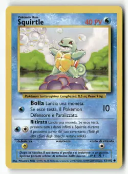 Squirtle 63/102 Italian Common Base Set Unlimited Pokemon Lightly Played - Image 1