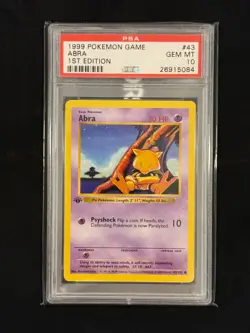 1999 Abra 1st Edition #43 PSA 10 GEM MINT Base Set Shadowless Pokemon - Image 1