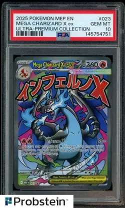 2025 Pokemon MEP EN UPC #023 Mega Charizard X ex PSA 10 GEM MINT - Image 1