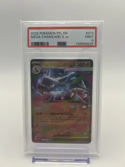 Pokemon TCG 2025 Phantasmal Flames Mega Charizard X ex #013 Holo PSA 9 - Image 1