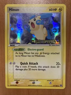 Minun Reverse Holo Stamped EX Emerald 37/106 2005 English Pokemon TCG Fast Ship - Image 1