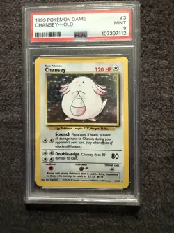 1999 POKEMON BASE SET UNLIMITED #3 CHANSEY-HOLO PSA 9 - Image 1