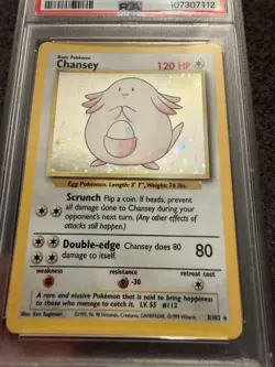 1999 POKEMON BASE SET UNLIMITED #3 CHANSEY-HOLO PSA 9 - Image 4
