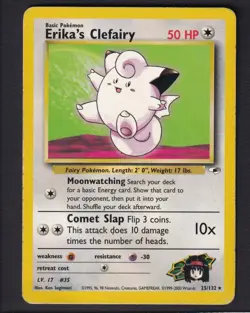 Erika's Clefairy 25/132 Rare Gym Heroes Pokemon HP - Image 1