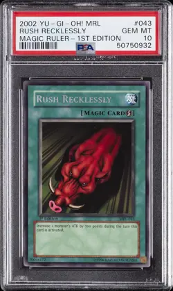2002 YU-GI-OH! MRL-MAGIC RULER 1ST EDITION #043 RUSH RECKLESSLY PSA 10 - Image 1