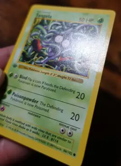 Tangela 66/102 1st Edition Base Set Shadowless Common Pokemon Card PL Crease - Image 3