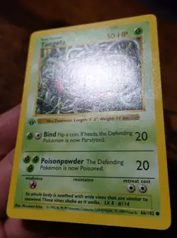Tangela 66/102 1st Edition Base Set Shadowless Common Pokemon Card PL Crease - Image 4