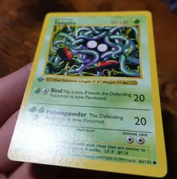Tangela 66/102 1st Edition Base Set Shadowless Common Pokemon Card PL Crease - Image 5