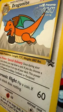 Pokemon TCG Dragonite #5 Black Star Promo Card WB First Movie 1999 - Image 4