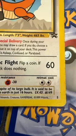 Pokemon TCG Dragonite #5 Black Star Promo Card WB First Movie 1999 - Image 5