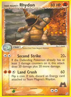Team Magma's Rhydon 22/95 Rare | Team Magma vs Team Aqua | Pokemon Card - Image 1