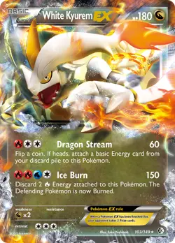 White Kyurem-EX 103/149 Rare Holo EX | Boundaries Crossed | Pokemon Card - Image 1