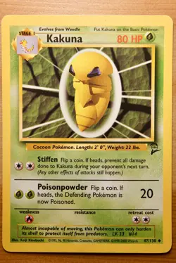 Kakuna 47/130 LP Pokemon Card - Vintage 1999 Base Set 2 - Image 1
