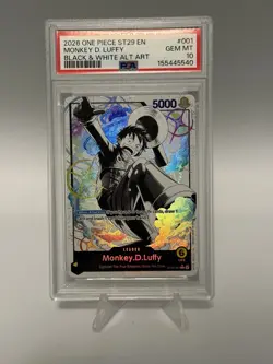 PSA 10 2026 ONE PIECE ST29-001 EN ~ MONKEY D. LUFFY ~ BLACK & WHITE ALT ART - Image 1