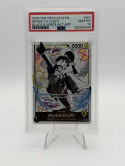 PSA 10 2026 ONE PIECE ST29-001 EN ~ MONKEY D. LUFFY ~ BLACK & WHITE ALT ART - Image 2