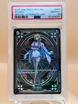 2025 One Piece OP11 EN Stussy Special Alternate Art #085 PSA 10 GEM MINT - Image 1