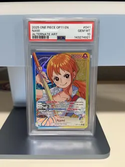 Bandai Nami OP11-041 Leader Alt Art Foil Special PSA 10 One Piece CCG EN 2025 - Image 1