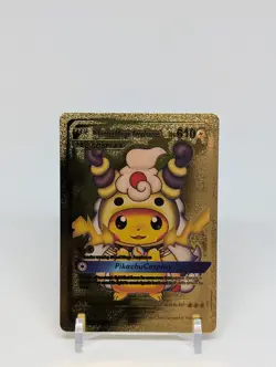Pokemon🔥PIKACHU MEGA AMPHAROS🔥GOLD FOIL Custom Card🔥Poncho🔥PIKACHU 208/XY-P - Image 1