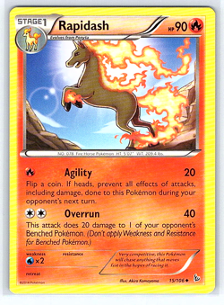 Rapidash 15/106 Flashfire NM or LP Pokemon Card - Image 1