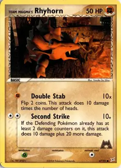 Team Magma's Rhyhorn - 67/95 Team Magma vs Team Aqua Pokemon Card TCG - Image 1