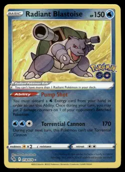 Pokemon Cards Radiant Blastoise 018/078 Pokemon GO Radiant Rare NM - Image 1